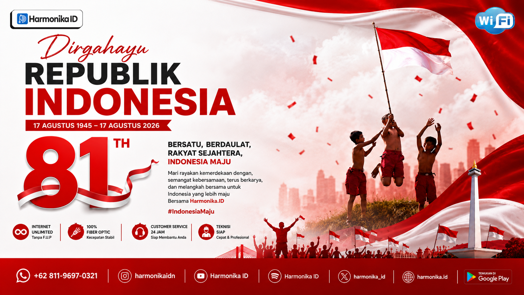 Dirgahayu Republik Indonesia ke-81: Bersatu, Berdaulat, Rakyat Sejahtera, Indonesia Maju!