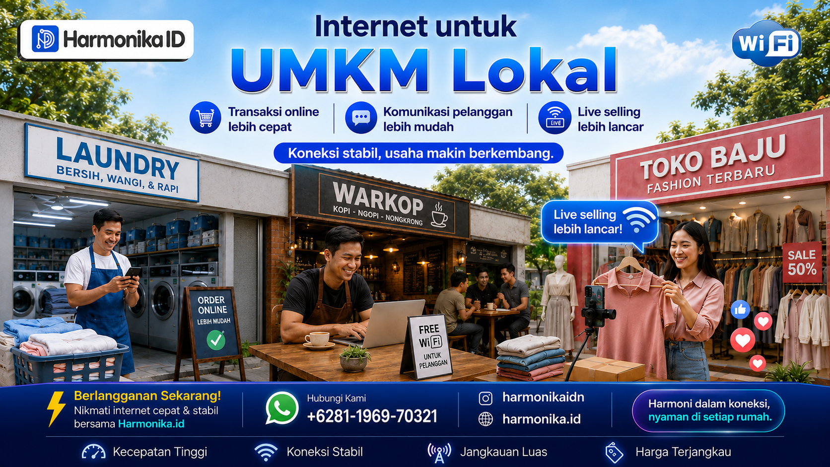  Internet untuk UMKM Lokal: Koneksi Stabil, Usaha Makin Berkembang Bersama Harmonika.id