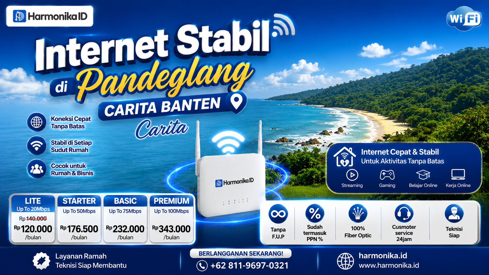 Internet Stabil di Pandeglang Carita Banten bersama Harmonika.ID