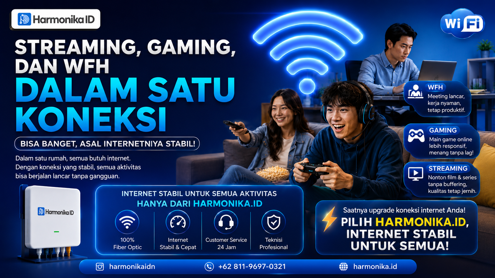 Streaming, Gaming, dan WFH dalam Satu Koneksi: Nikmati Internet Stabil Bersama Harmonika.ID