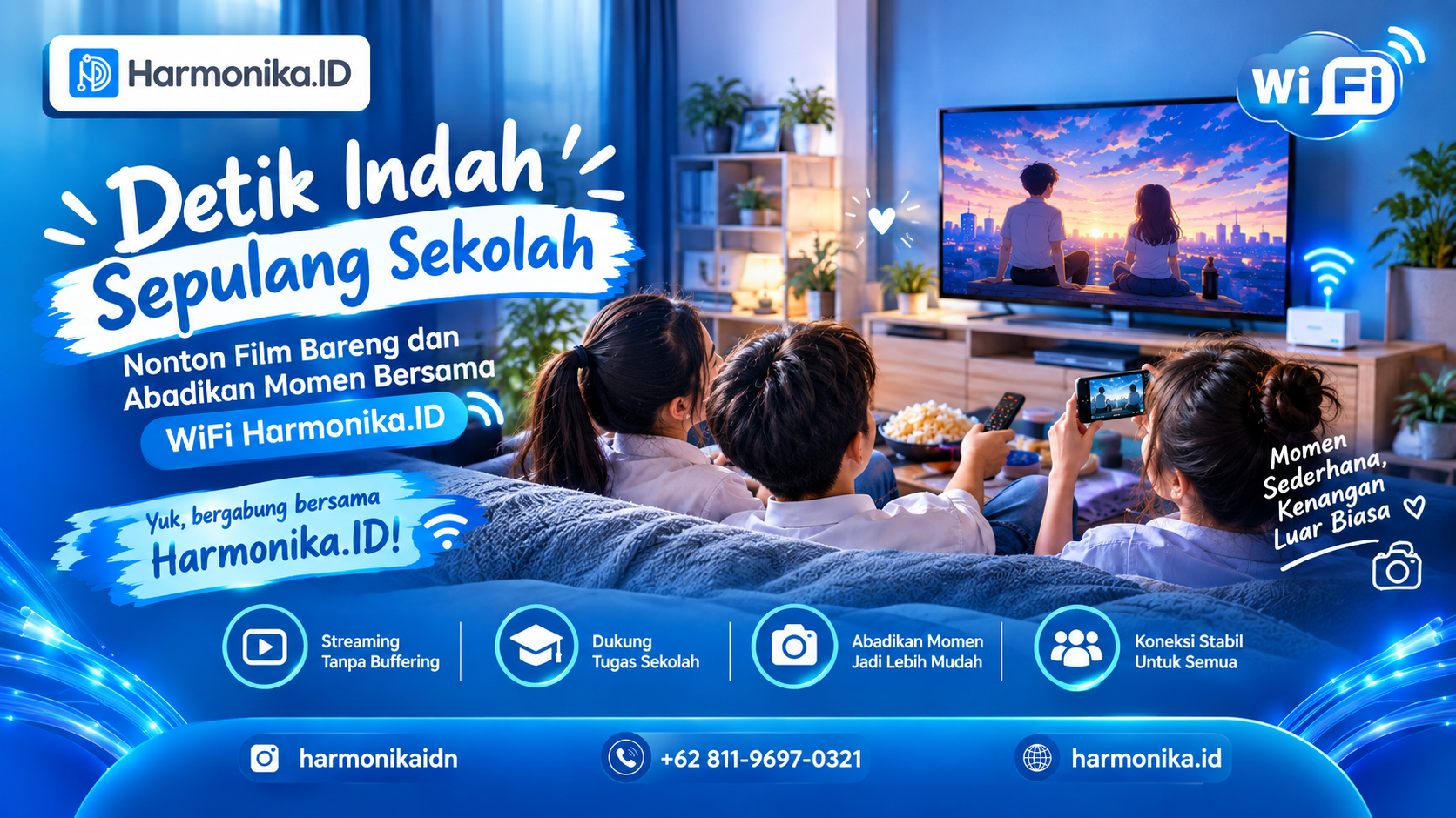 Detik Indah Sepulang Sekolah: Nonton Film Bareng dan Abadikan Momen Bersama WiFi Harmonika.ID