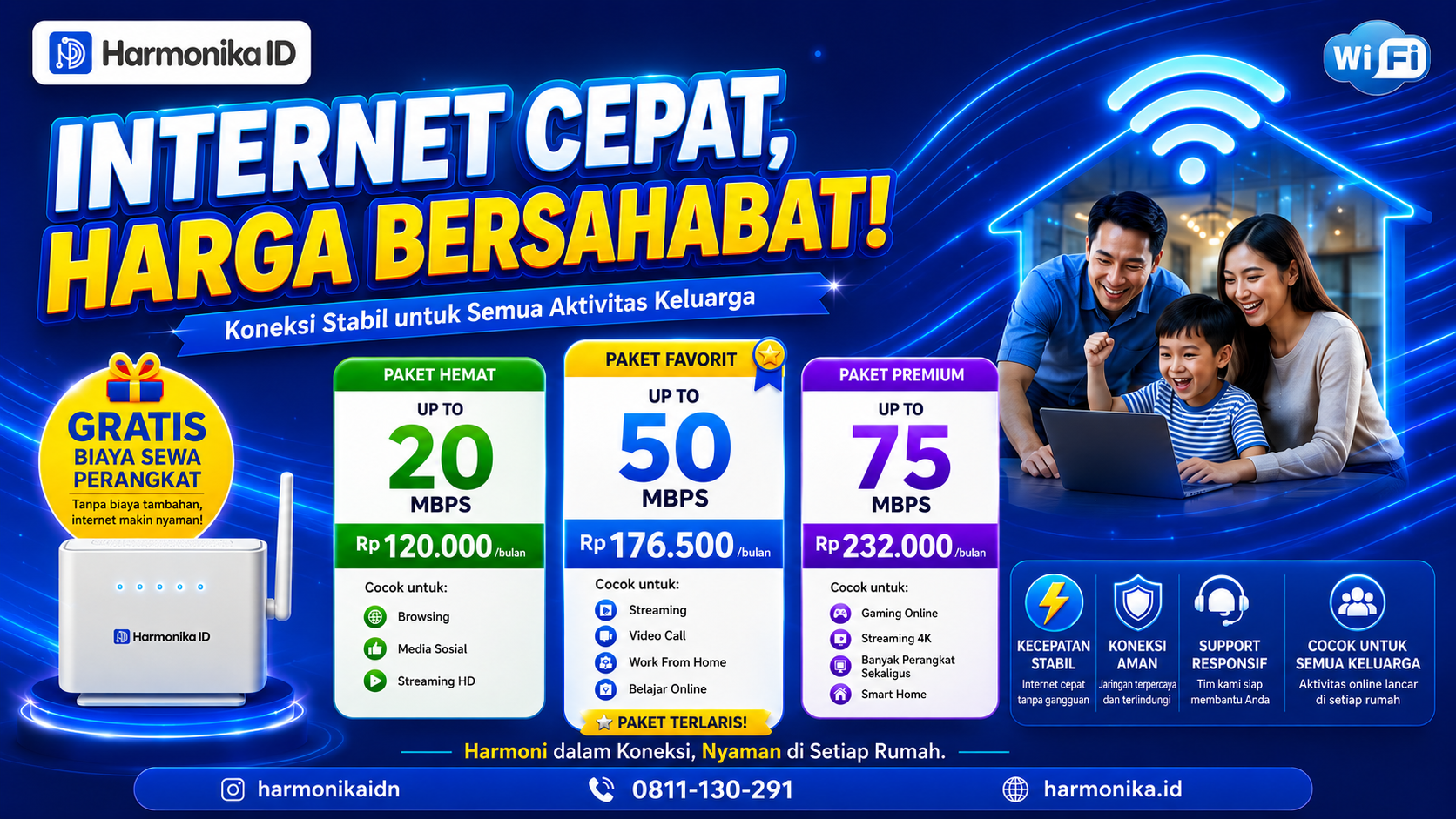 Internet Cepat, Harga Bersahabat! Saatnya Nikmati Koneksi Internet yang Lebih Stabil Bersama Harmonika.ID