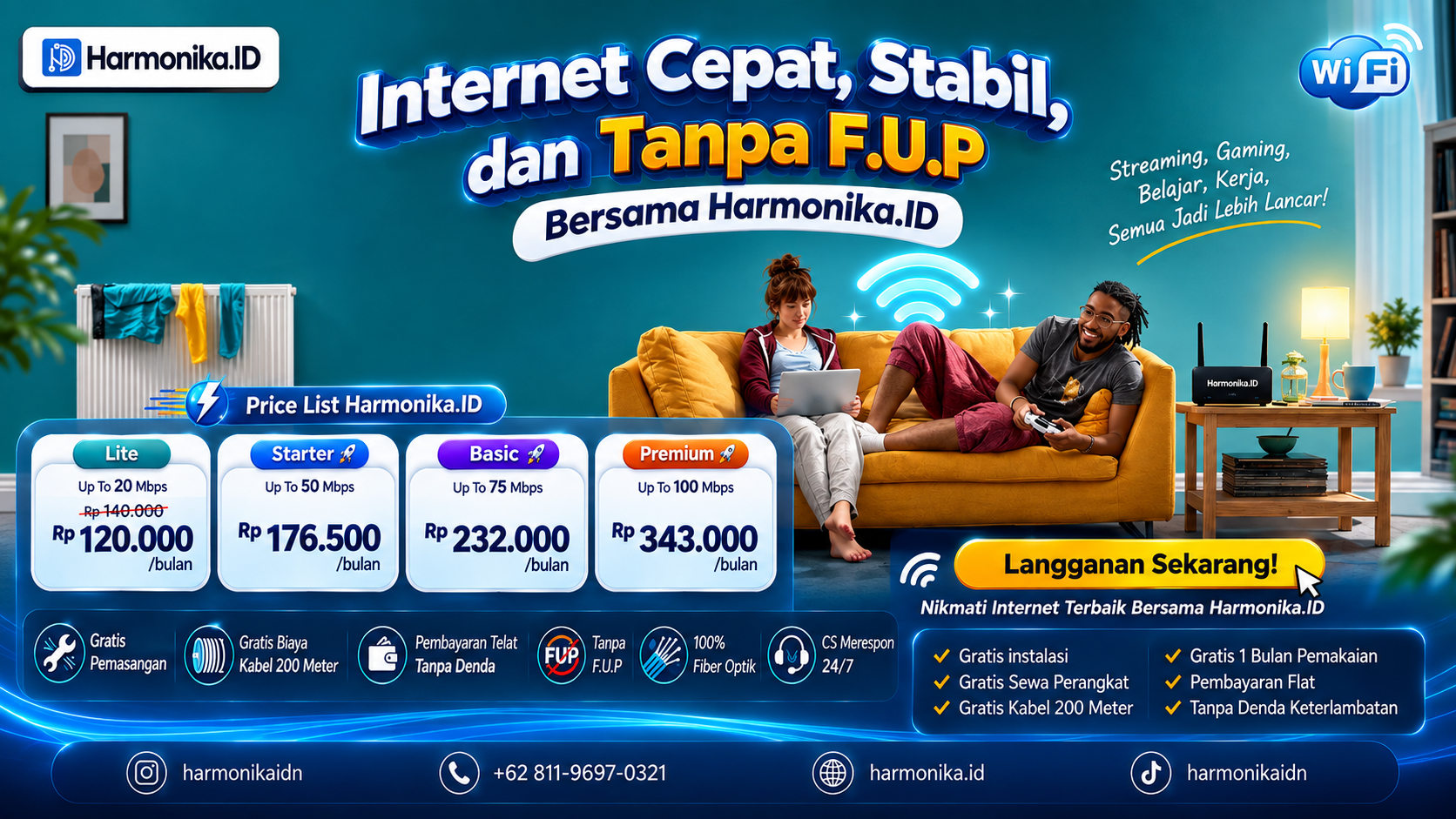 Internet Cepat, Stabil, dan Tanpa F.U.P Bersama Harmonika.ID
